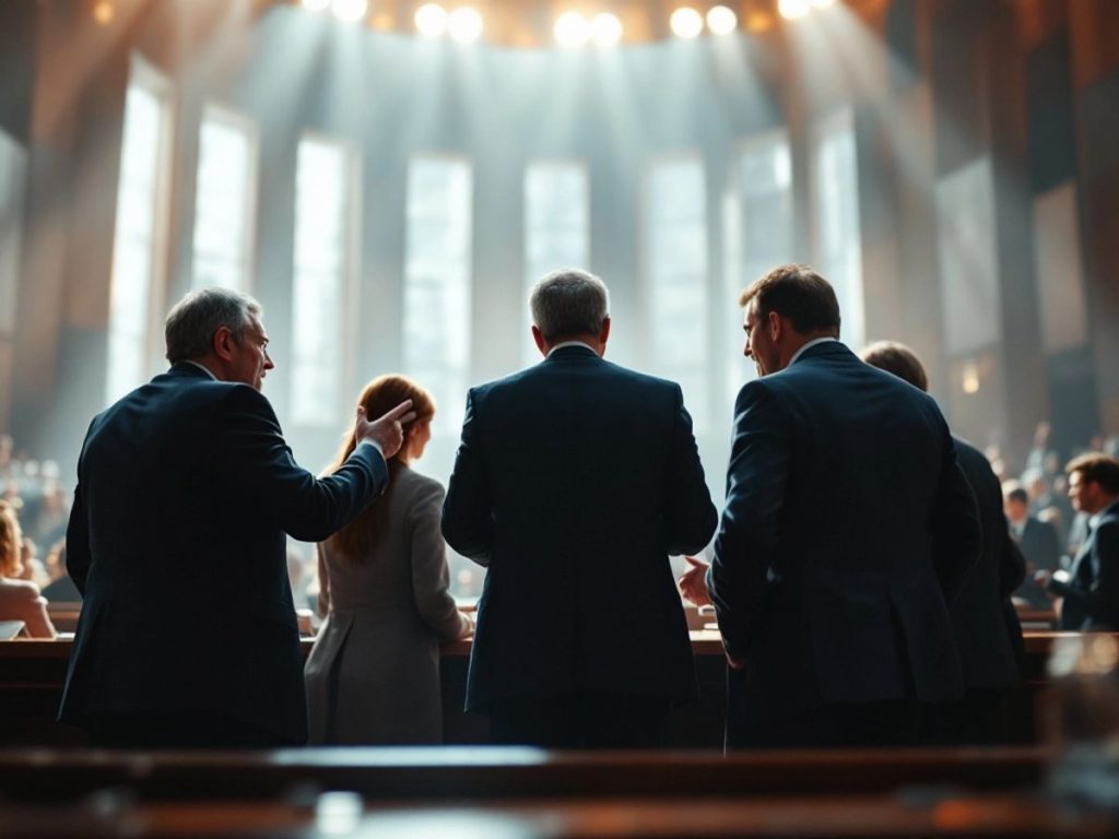 O sesiune de dezbatere în cadrul unei adunări legislative.