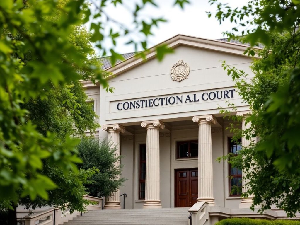 Curtea Constituțională a României în fața unei clădiri.